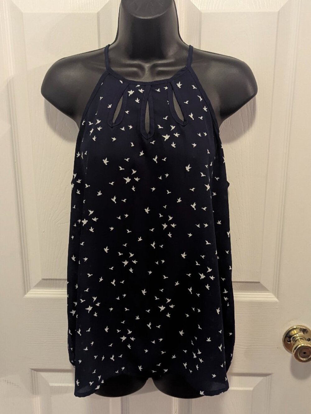 Papermoon navy blue and white tank top -M